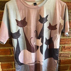 Cat Print Tee Shirt, Small